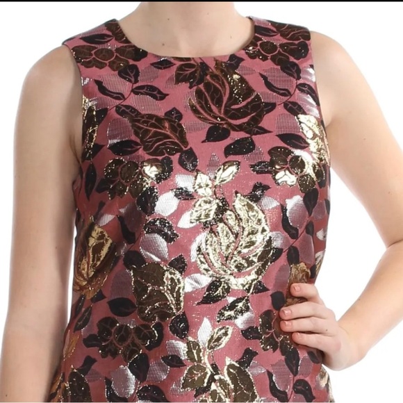 Women’s Formal Dress Size 8 RACHEL ROY Womens Gold Floral Cocktail Sheath NEW - Picture 3 of 5